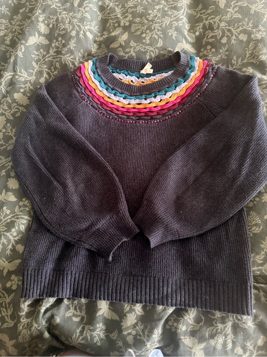 Anthropologie Sweaters - Women’s grey MOTH by Anthropologie Sweater with Multicolor Yoke
